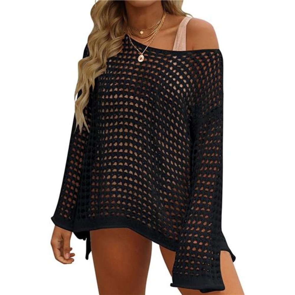 Women's 2023 Summer Crochet Hollow Out Long Sleeve Beach Bikini Swimsuit